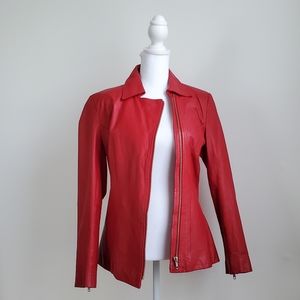 COPY - Asymmetrical Red Leather Vintage Jacket